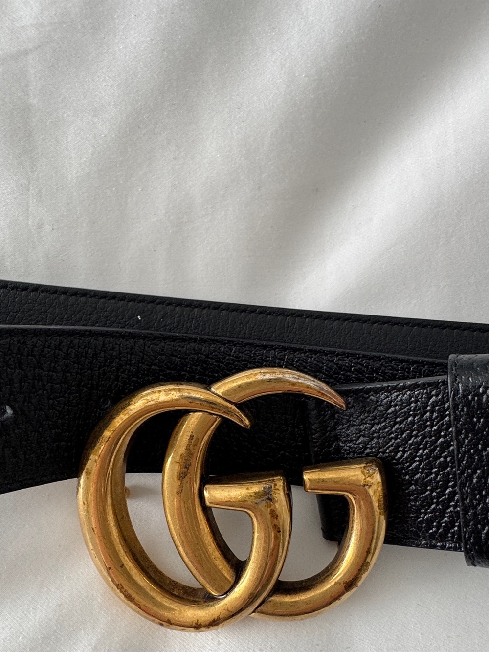 Gucci Black Leather Belt with Gold Double G Logo Buckle